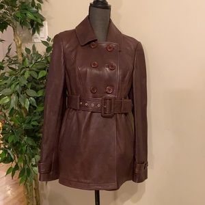 Womens Rudsak Leather Brown Trench Coat Jacket Size M